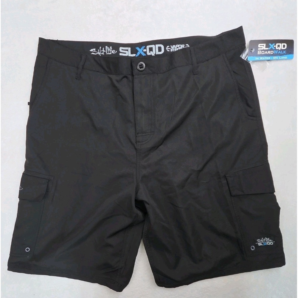 NEW Salt Life SLX-QD Vapor Stretch Board Shorts Men 38 Black Surf Fish Swim 2015